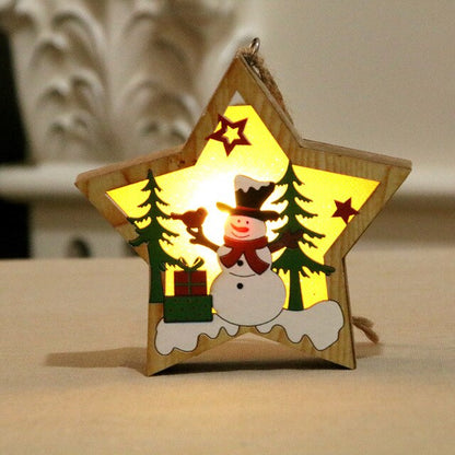 Christmas Decorations Wooden Luminous Pendants Christmas Tree Pendants