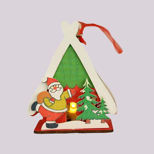 Christmas decorations, Christmas wooden houses, toys, colorful wooden houses, Christmas glowing gifts, Christmas wooden houses