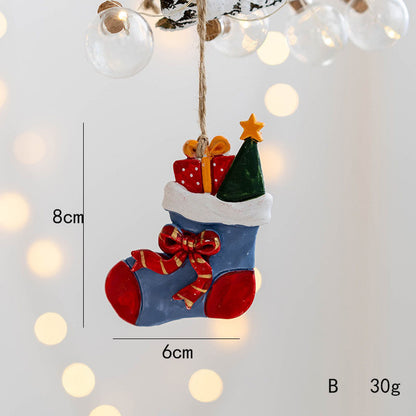 Christmas Decorations, Christmas Resin Small Pendants, Christmas Socks Gift Pack, House Pendants, Christmas Snowman Pendants