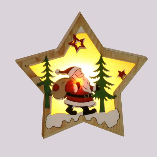 Christmas Decorations Wooden Luminous Pendants Christmas Tree Pendants