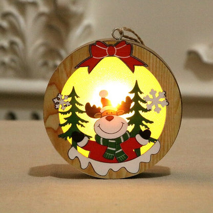 Christmas Decorations Wooden Luminous Pendants Christmas Tree Pendants